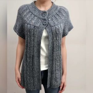 Sonoma Vintage Grey Blue Short Sleeve Cardigan Sweater